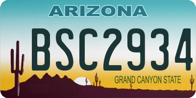 AZ license plate BSC2934