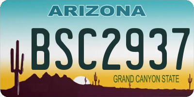 AZ license plate BSC2937