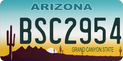 AZ license plate BSC2954