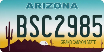 AZ license plate BSC2985