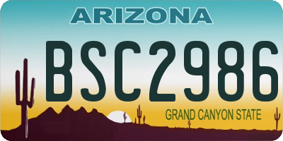 AZ license plate BSC2986