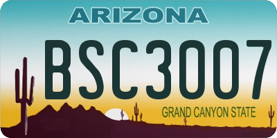 AZ license plate BSC3007