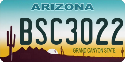 AZ license plate BSC3022