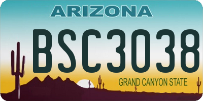 AZ license plate BSC3038