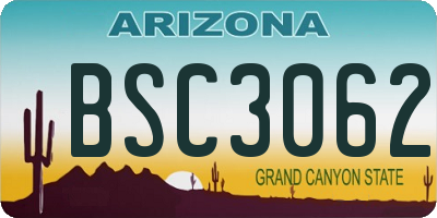 AZ license plate BSC3062