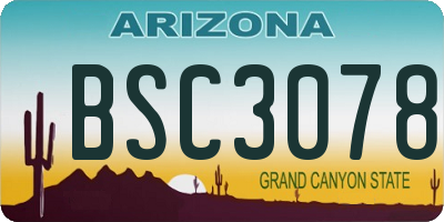 AZ license plate BSC3078