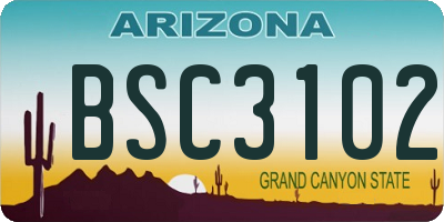 AZ license plate BSC3102