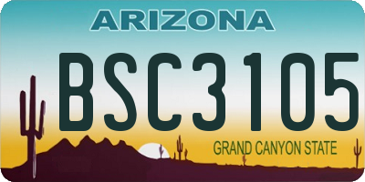 AZ license plate BSC3105