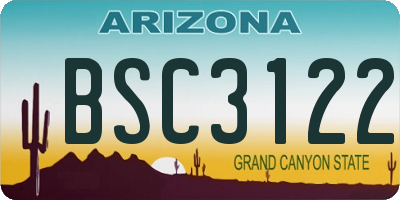 AZ license plate BSC3122