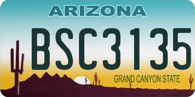 AZ license plate BSC3135