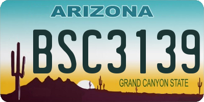 AZ license plate BSC3139