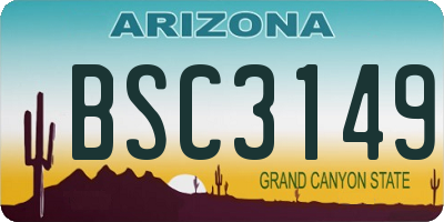 AZ license plate BSC3149