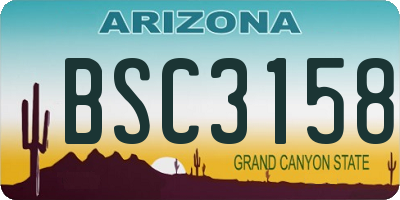 AZ license plate BSC3158