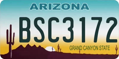 AZ license plate BSC3172