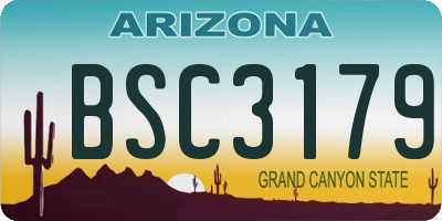 AZ license plate BSC3179