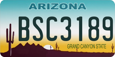 AZ license plate BSC3189