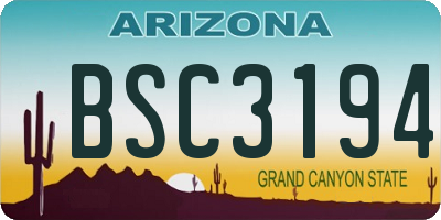 AZ license plate BSC3194