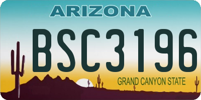 AZ license plate BSC3196