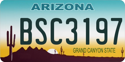 AZ license plate BSC3197