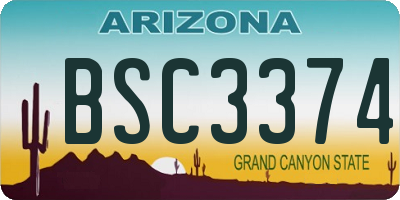 AZ license plate BSC3374