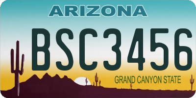 AZ license plate BSC3456