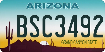 AZ license plate BSC3492
