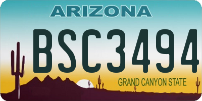 AZ license plate BSC3494