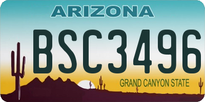 AZ license plate BSC3496