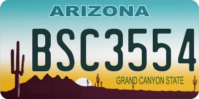 AZ license plate BSC3554