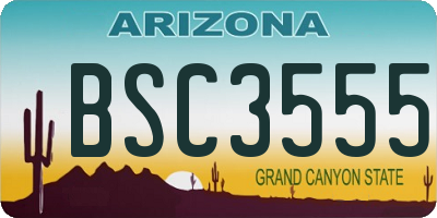 AZ license plate BSC3555