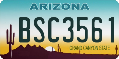 AZ license plate BSC3561