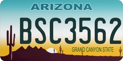 AZ license plate BSC3562