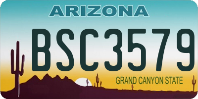 AZ license plate BSC3579