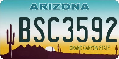 AZ license plate BSC3592