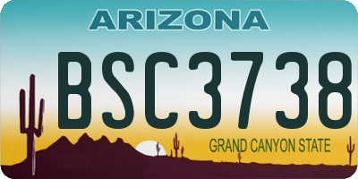 AZ license plate BSC3738