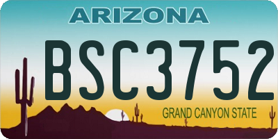 AZ license plate BSC3752