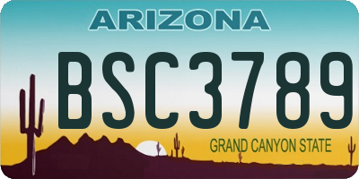 AZ license plate BSC3789