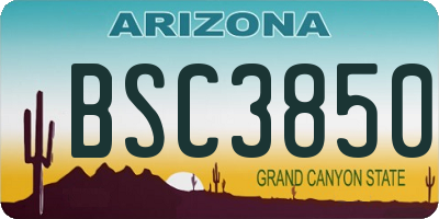 AZ license plate BSC3850