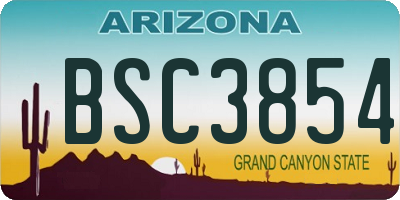 AZ license plate BSC3854