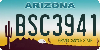AZ license plate BSC3941