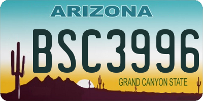 AZ license plate BSC3996