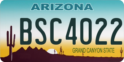 AZ license plate BSC4022
