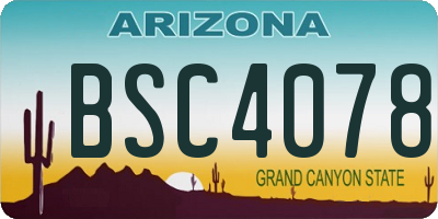 AZ license plate BSC4078