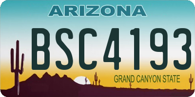 AZ license plate BSC4193
