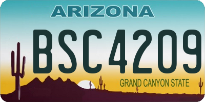 AZ license plate BSC4209