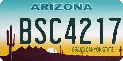 AZ license plate BSC4217