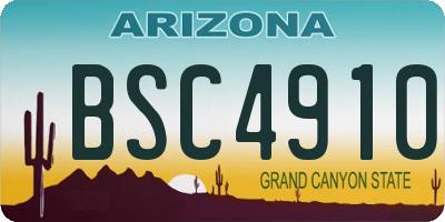 AZ license plate BSC4910