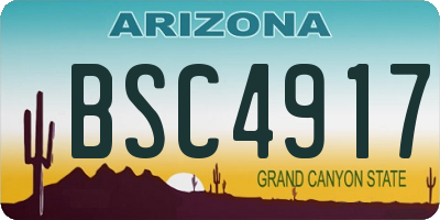 AZ license plate BSC4917