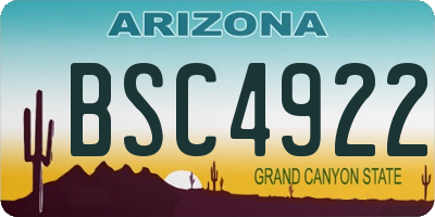 AZ license plate BSC4922