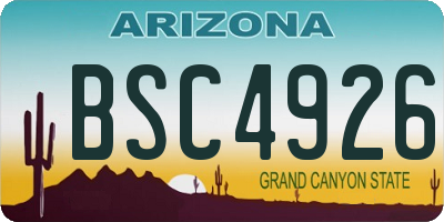 AZ license plate BSC4926